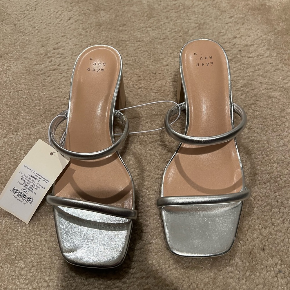 A New Day Cris silver sandal heel